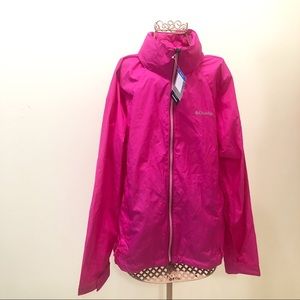 Columbia fusion pink raincoat with hoodie